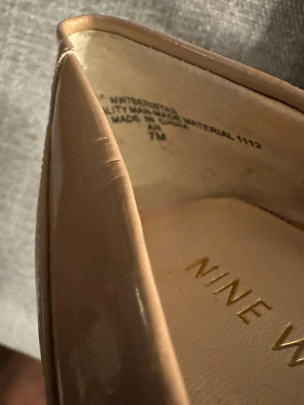 Nine West Nude Patent Leather Peep-Toe Platform Heels – Size 7
